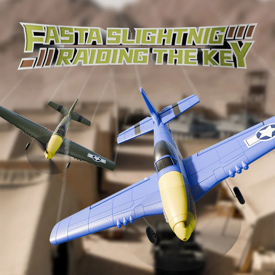 P51 Mustang RC Plane 2.4G 4CH 6 Axis EPP Foam 410MM Fixed Wingspan One Key Aerobatic RC Fighters Glider Toys Gifts