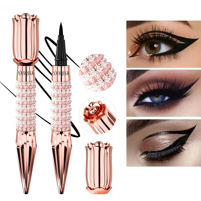Yanqina Precision Liquid Eyeliner - Long-Lasting, Waterproof, Transfer-Proof, Quick-Drying Black Eyeliner with a Shiny Design