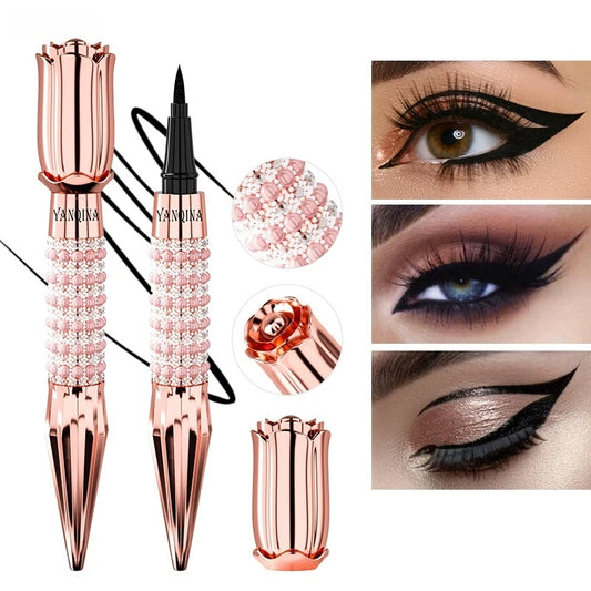Yanqina Precision Liquid Eyeliner - Long-Lasting, Waterproof, Transfer-Proof, Quick-Drying Black Eyeliner with a Shiny Design