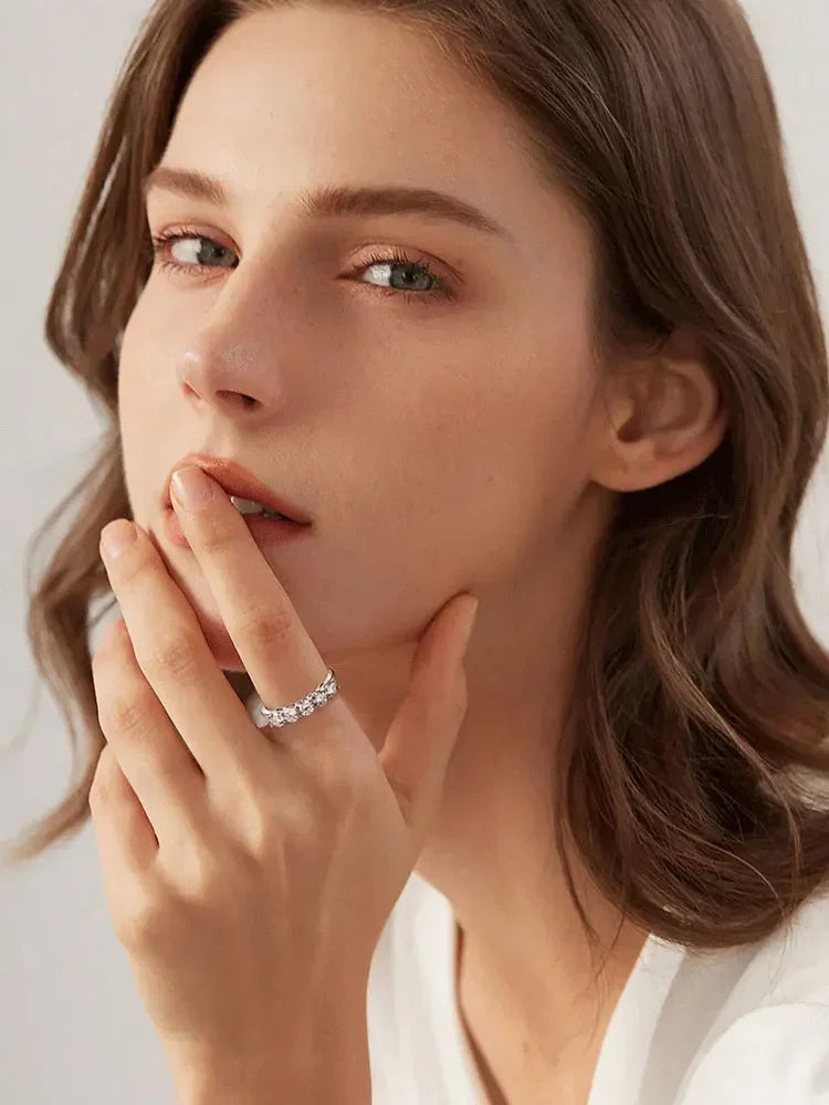 925 Sterling Silver Round Zircon Shiny Gorgeous Rings For Women Engagement Wedding High Quality Fine Jewelry