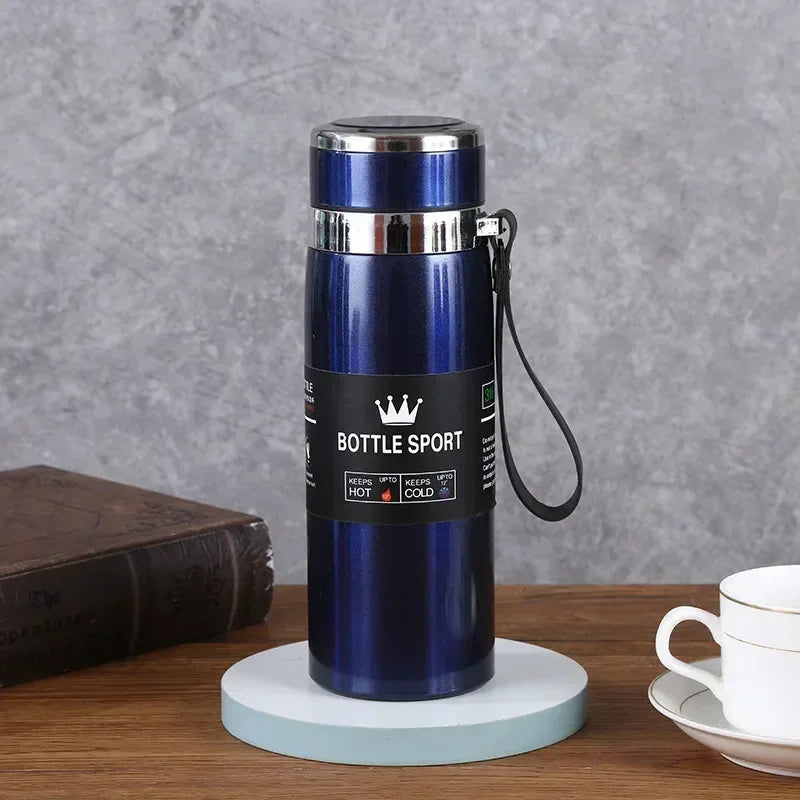 Vacuum Insulated Thermos Water Bottle with Wide Mouth Cup, BPA-Free Stainless Steel Water Bottles Flask for Cold & Hot Drink