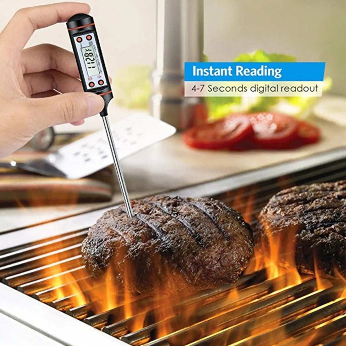 Electronic Food Thermometer LCD Display Kitchen Thermometer Digital Temperature Measuring Tool for Meat /Cooking /BBQ/Milk