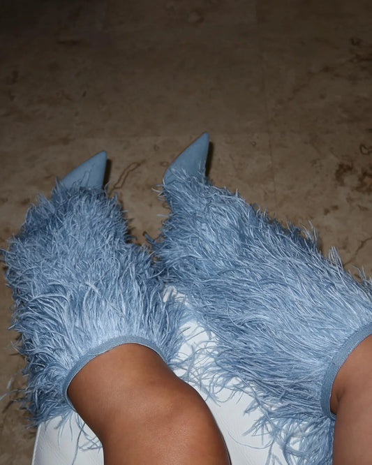 2025 Women Fur Over The Knee Boots Sexy Pointed Toe Thin Heel Accept Customized New  Fashion Women Runway Boots 44 44