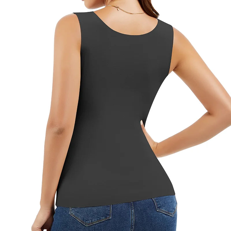 Women's Thermal Vest Double-Layer Thickened Tank Top Keep Warm Outer Wear Shirt Heating Inner Soft Bottoming Sleeveless Top
