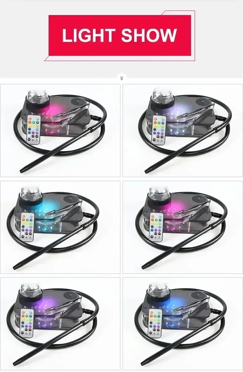 Acrylic Hookah with LED Light Shisha Box Nargile Sheesha Narguile Chicha Cachimbas Water Pipe Shisha Hookah Set Accessory