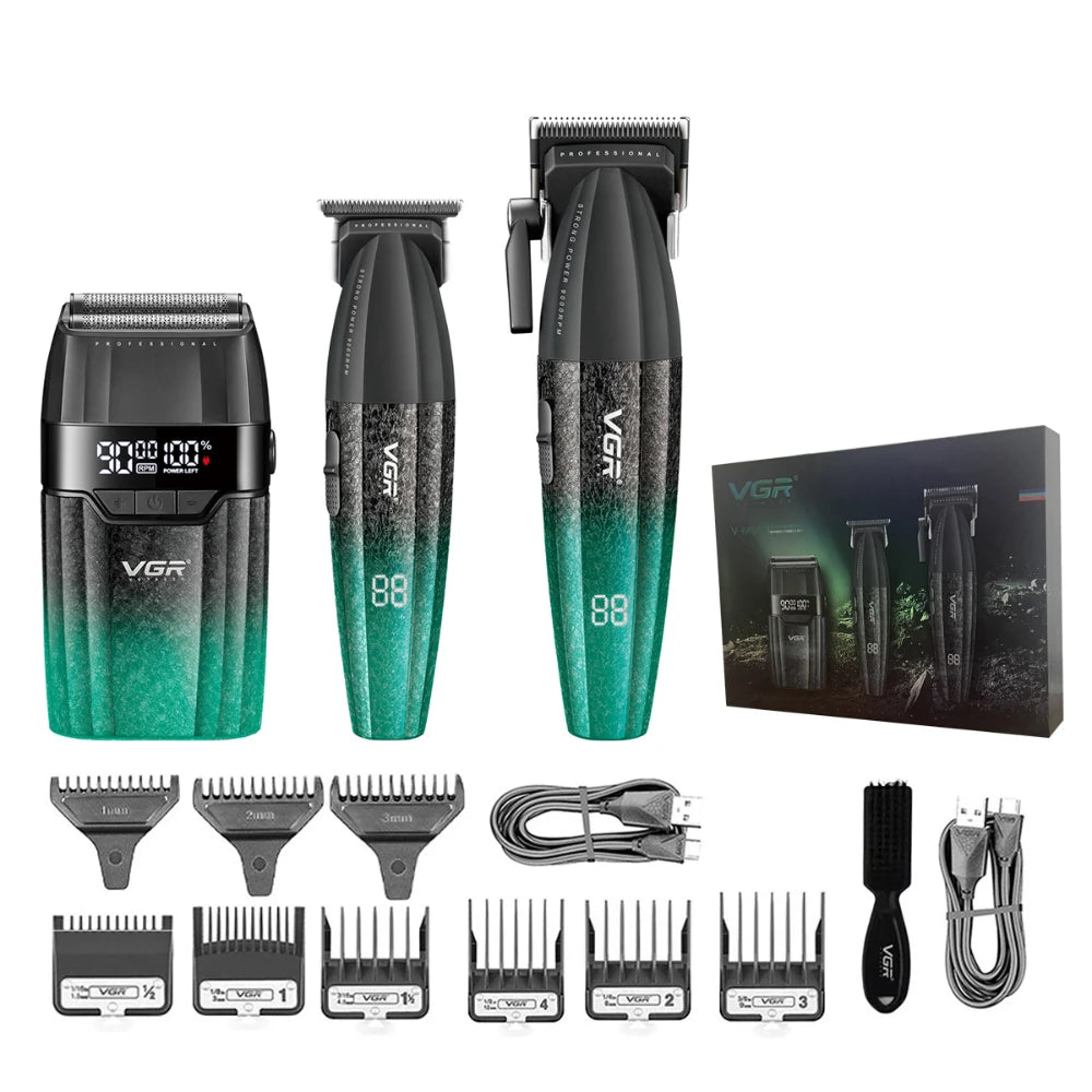 VGR Hair Trimmer Professional Clipper Cordless Barber 9000 RPM Rechargeable Hair Cutting Machine Metal Trimmer for Men V-640