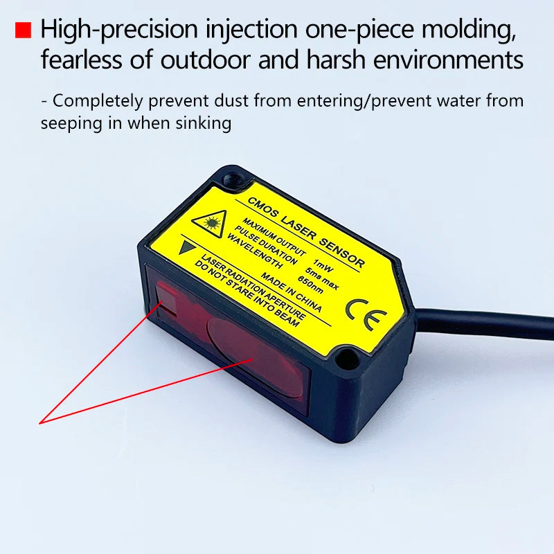 The laser displacement sensor features high-precision distance measurement and thickness detection, with rs485 switch analog out