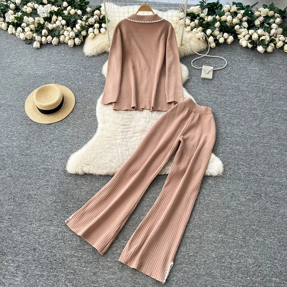 Pants Set Women Two Piece Sets Hooded Matching Sets Sweatshirts Long Pants High Waist Knitted Splice Y2k Casual Jogger 2025