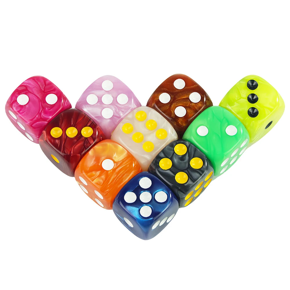 Marble Effect D6 Dice 10pcs 16mm Board Game Dice for Club Party DND RPG Board Game Bar Table Accessories