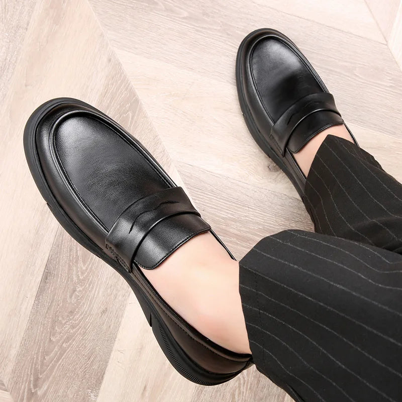 Genuine Leather Men's Business Leather Shoes Soft Soled Comfortable Men's Driving Shoes Loafers