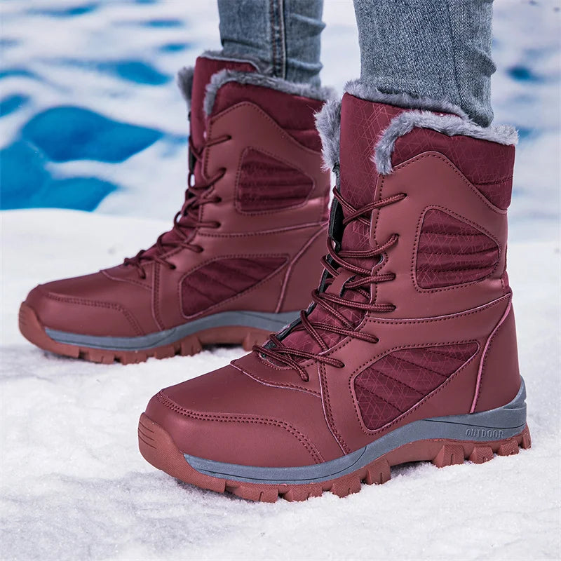 Men's Snow Boots for Men Casual Winter Shoes Platform Non-slip Warm Fur Ankle Boots Plush Combat Outdoor Hiking Motorcycle Boots