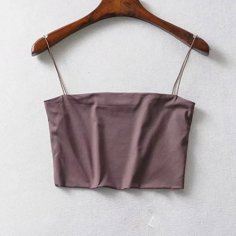 Summer Women's Crop Top Sexy Elastic Cotton Camis Sleeveless Short Tank Top Bar