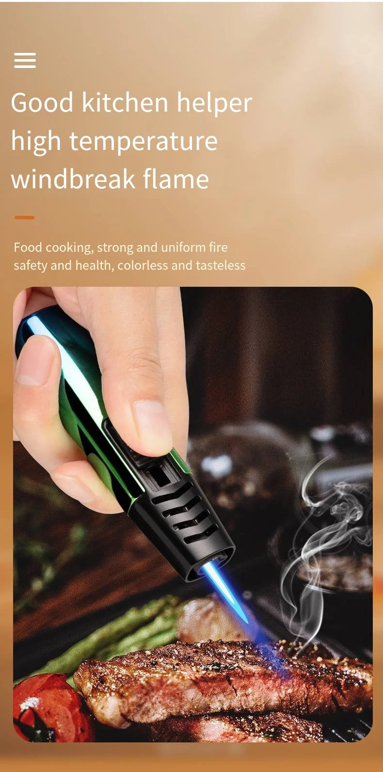 Metal Gradual Change Spray Gun Lighter Kitchen Lighter Household Small Tools Lighter BBQ Outdoor Lighter Practical Gadgets Gifts