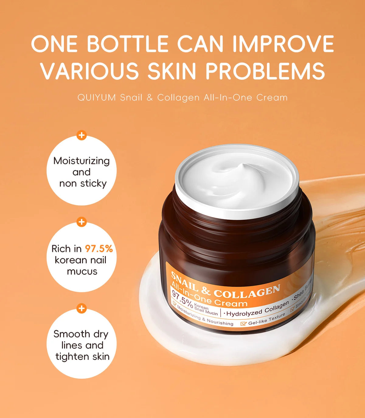 Quiyum 3 Step Set 97.5% Snail Mucin Collagen Hydrating Glowing Skin Korean Skincare