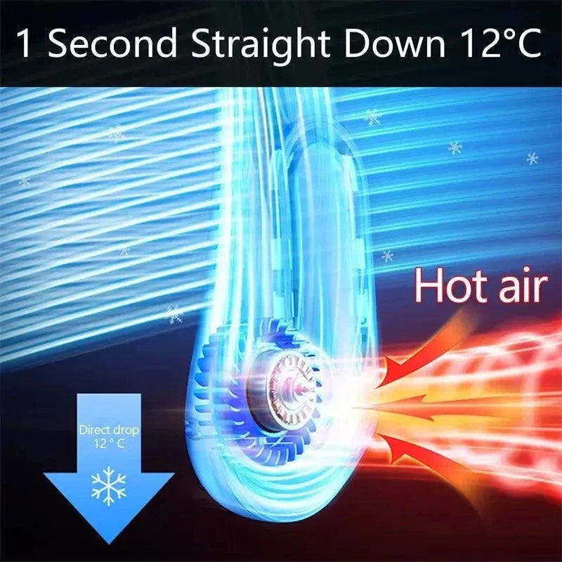 Hanging Neck Fan Digital Display Power Ventilador Bladeless Neckband Fan Portable Mini Air Cooler USB Rechargeable Electric Fans