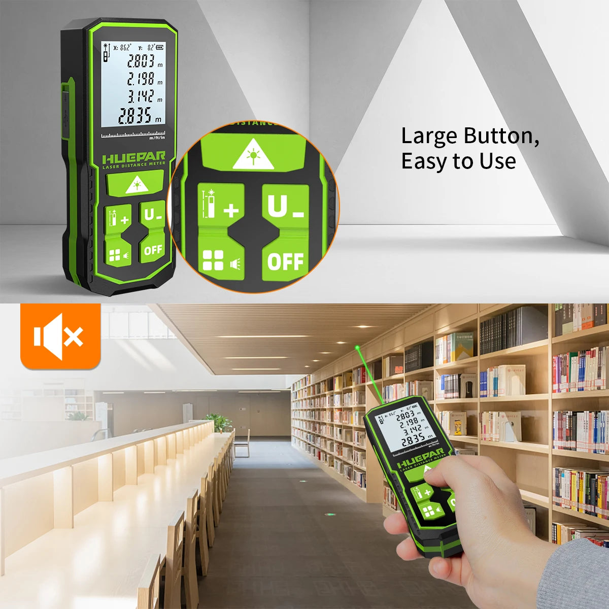 Huepar Laser Rangefinder Digital Laser Distance Meter  Measure 60M 100M 120M Trena Laser Tape Range Finder Green Beem