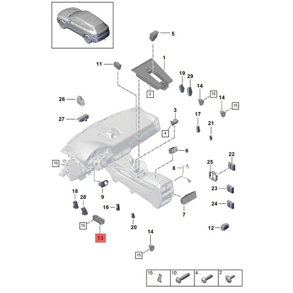 971959858C New Left Driver Master Power Window Switch for Porsche Cayenne Panamera 2017-2022 971 959 858 C HUO Car Accessories