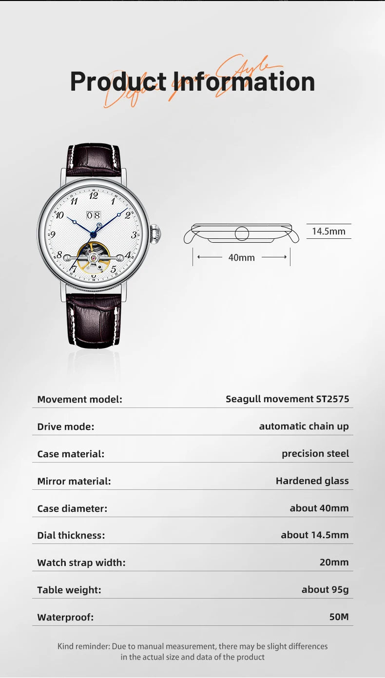 Men Watches 2025 Classic Flywheel Male Watch High Range Stainless Steel Waterproof Automatic Watch for Men Free Shipping Items