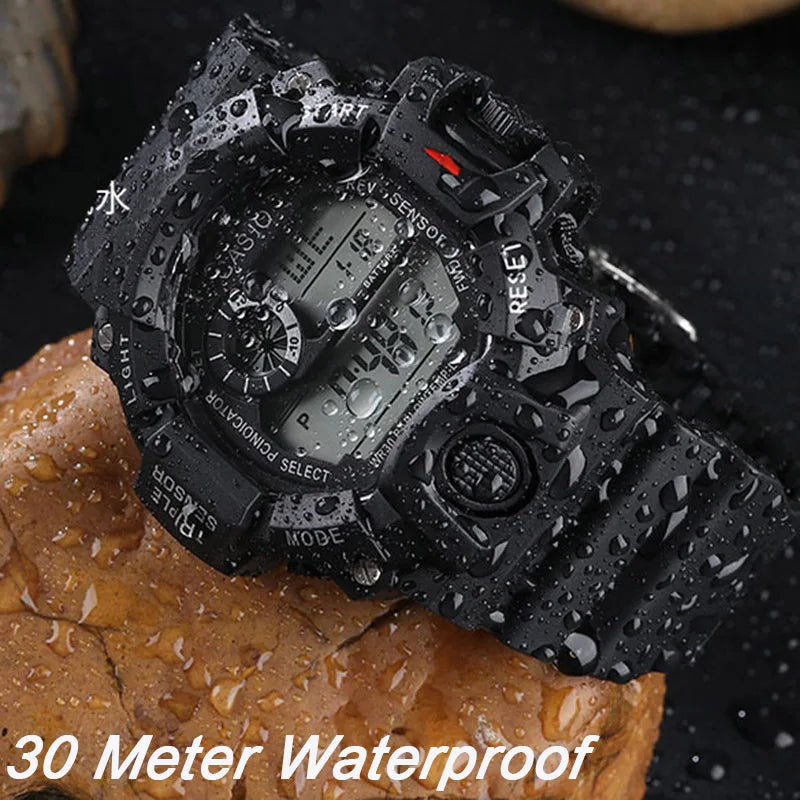 Men's Watch Fashion Sports Electronic Wristwatch Large dial Multifunctional Waterproof Luminous Alarm Kids Male's Military Watch