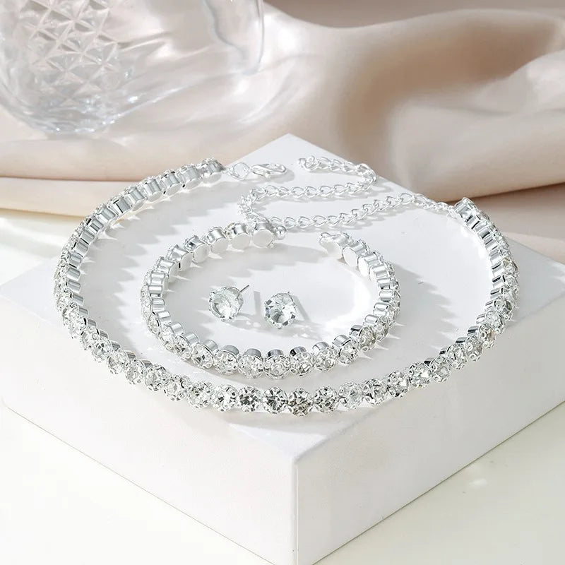 4 Pieces of Women's Fashionable and Minimalist Necklaces with Earrings, Bracelets, Jewelry Sets, Banquet and Party Accessories