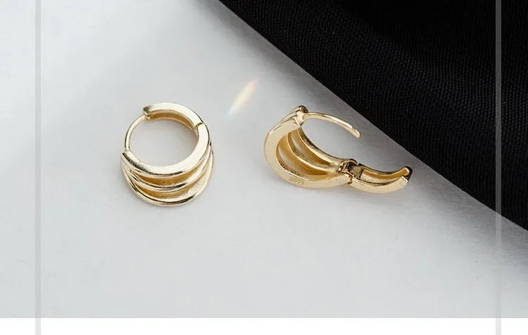 925 Sterling Silver Three layers Earrings Simple Temperament Exquisite Hot Semale Sexy Jewelry Gift