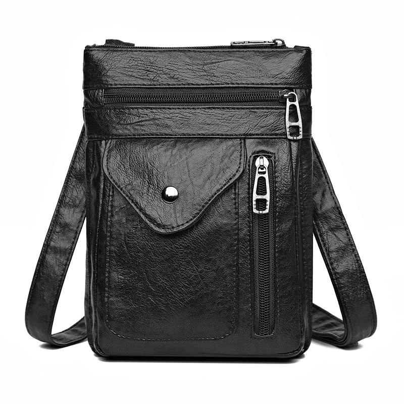 Ladies' soft leather shoulder bag, mobile phone bag, layered bag, mailman, one shoulder luxury designer, ladies' handbag, wallet