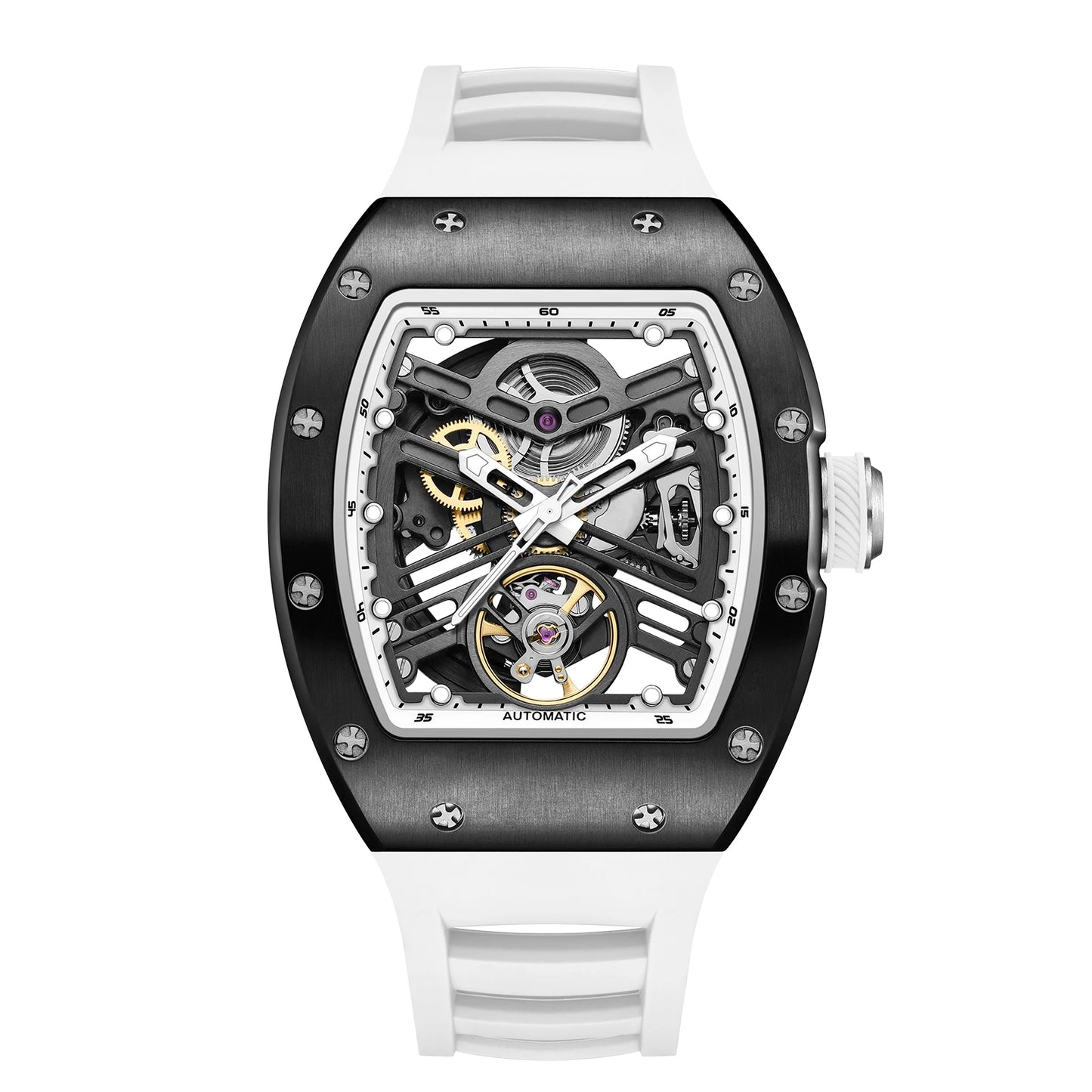 Automatic mechanical watch outdoors simple luxury watches waterproof wholesale skeleton leather mens watch gift