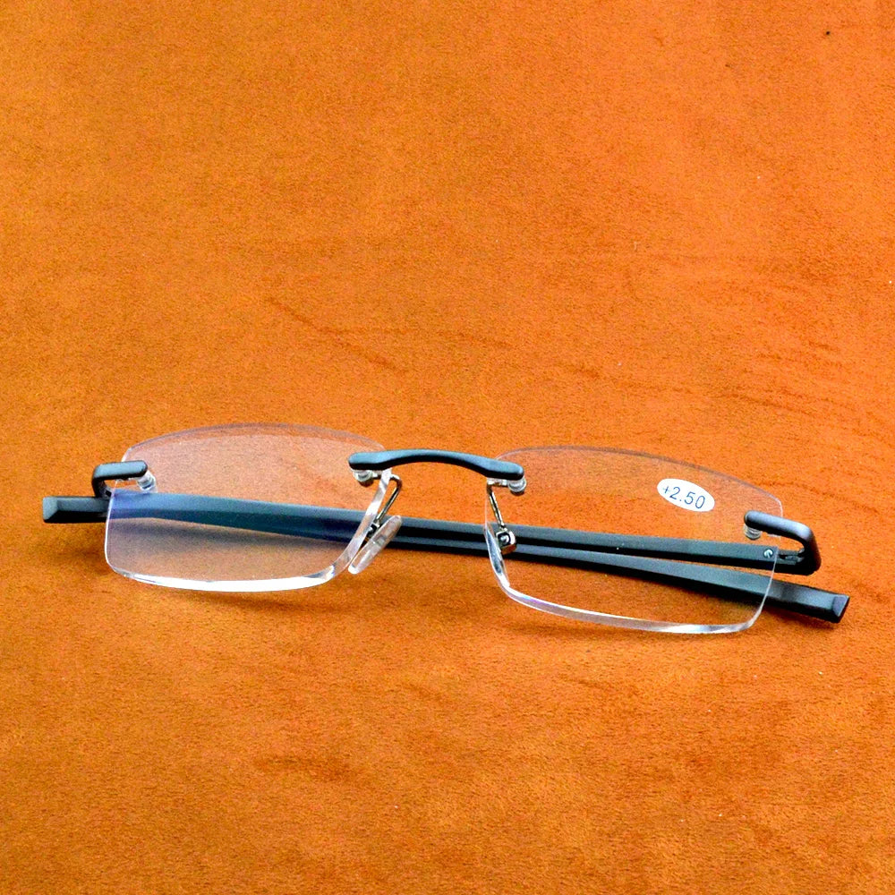 Rimless Al-mg Alloy Reading Glasses Ultra-light Spring Leg Spectacles +1 +1.5 +2 +2.5 +2.75 +3 +3.25 +3.5 +4