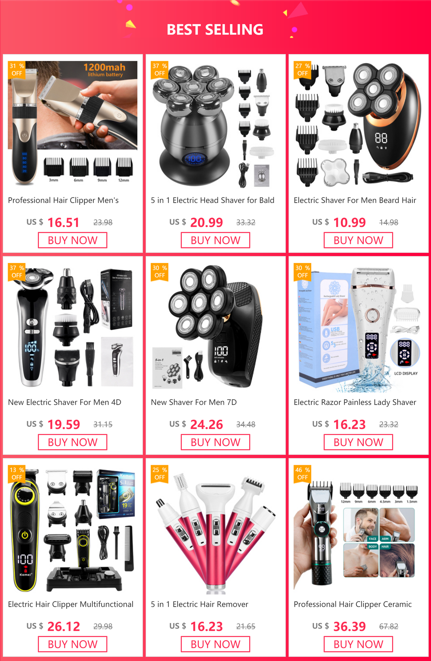 Hair Clipper Professional Hair Trimmer Barber Hair Cutting Machine Electric Shavers for Men Beard Shaving Razor Beard Trimmer