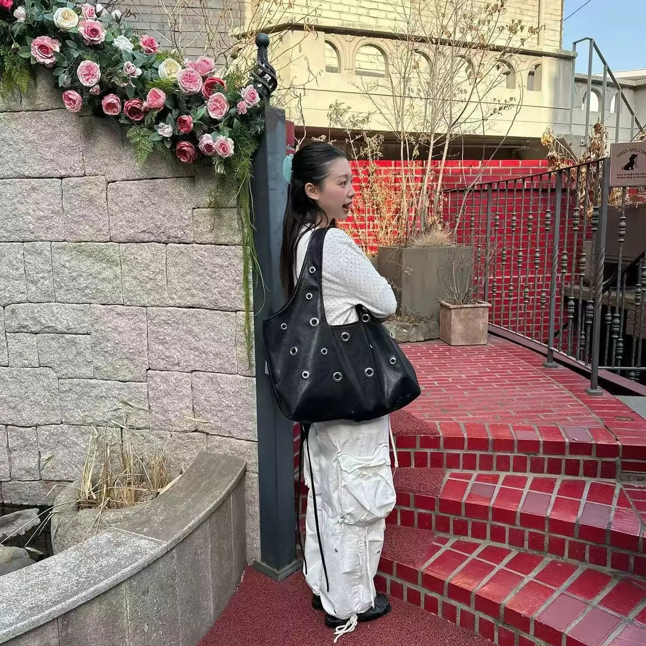 Women Bag 2025 New Fashion PU Rivet High-Capacity Shoulder Bag Handbag Simple Office Lady Women Bags