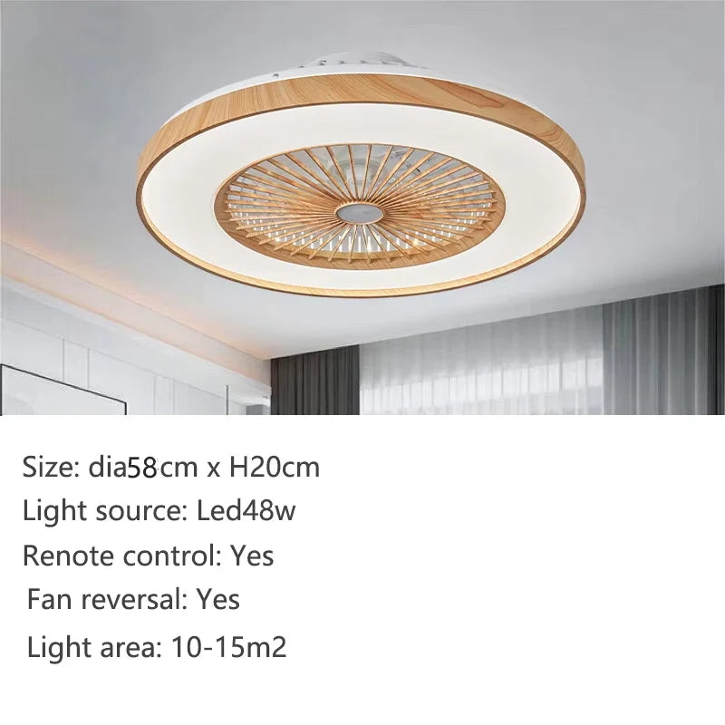 60cm Ceiling Mounted Fan Light With APP Wood Grain Color Eectric Fan Pendant Light Living Room Dining Room Bedroom Light 110V
