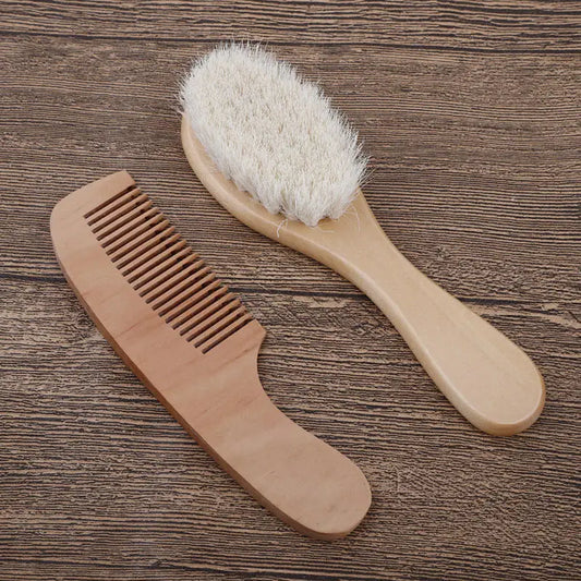 Baby Hair Brush Wooden Handle Head Massage Comb Portable Bath Care Comb Accessories Supplies for Newborns