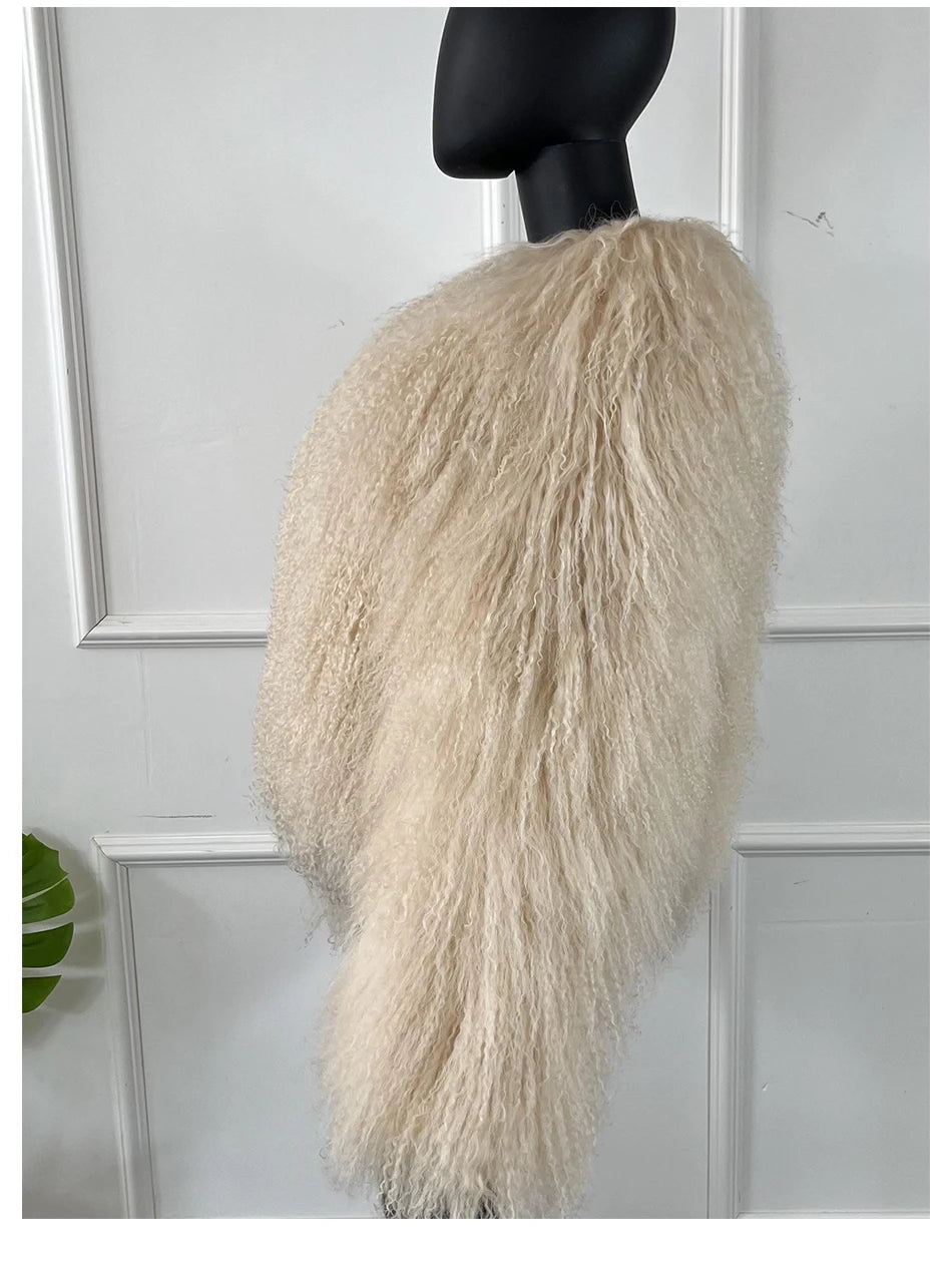 Real Sheepskin Coats Mongolian Lamb Fur Coat Women Natural Sheep Fur Jacket With Lapel Short Fur Outerwear