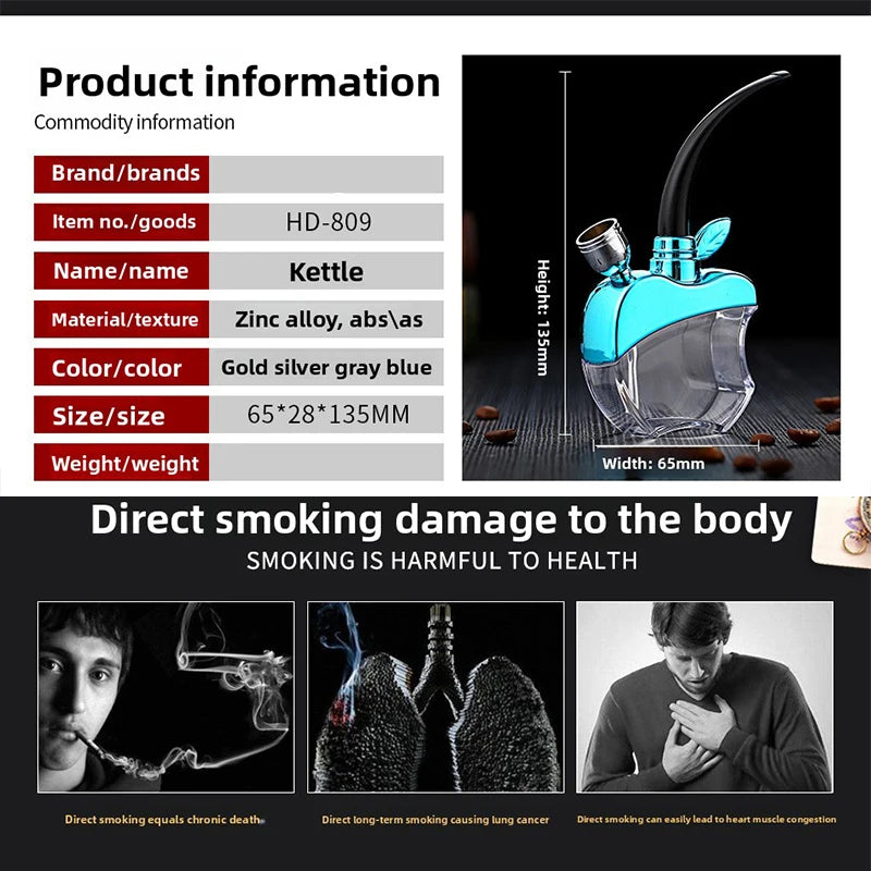 Fashion Hookah Shisha Tobacco Smoking Pot Healthy Water Smoking Filter Durable Smoking Pipes Smoking Accessories