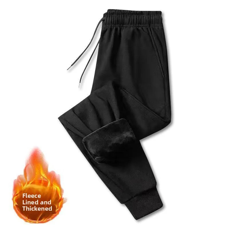Men's Outdoor Casual Pants Thickened Fleece Lined Loose Fit Windproof Waterproof Winter Warm Cotton Trousers Straight Leg Jeans