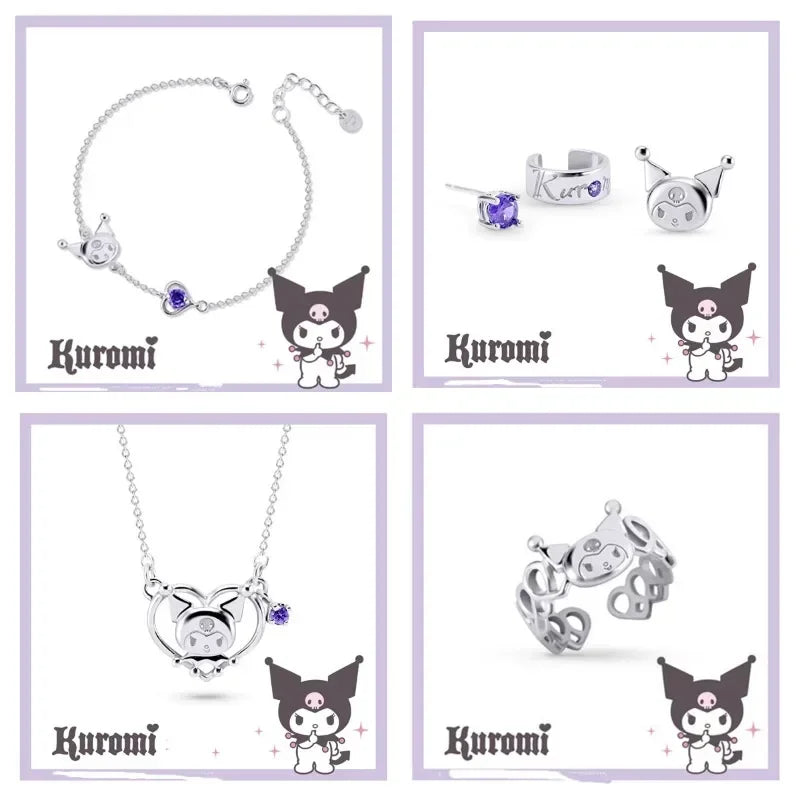 Cartoon Anime Necklace Set Cute Animal Clavicle Chain Pendant Earrings Jewelry Set Jewelry Accessories Girl Gift