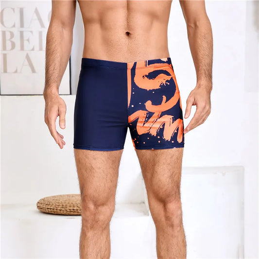 Men's Fashion Bathing Pants, 3-4-Quarter Swimsuit, Waterproof Swimwear