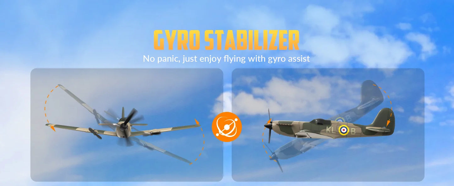 Volantexrc 3CH Spitfire RC Plane 2.4G Gyro Stabilizer 400MM 400MM Fixed Wing EPP Foam Airplane RTF Fighter for Boys Children ﻿