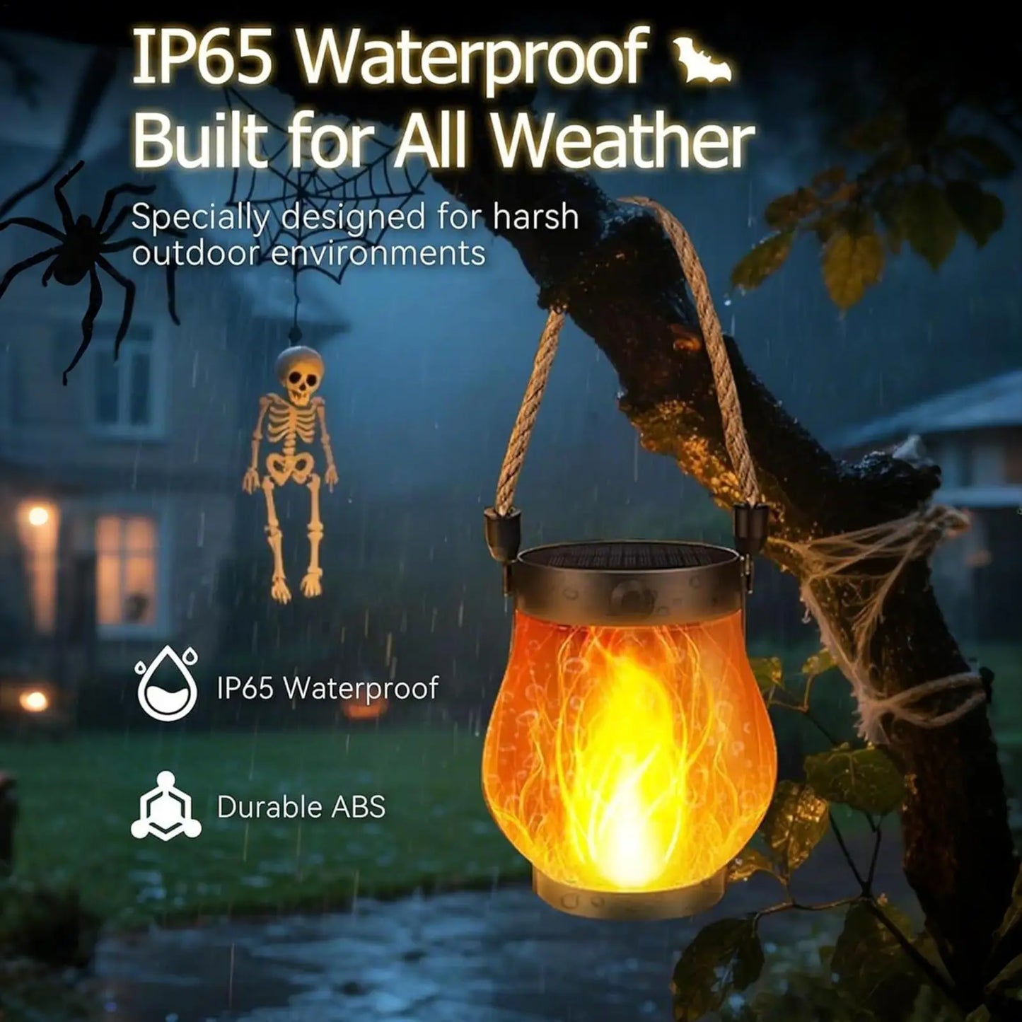 Garden Solar Lanterns Solar Lanterns Outdoor Waterproof Lighting Flickering Flame Design USB Charging Ornament for Tree Branches