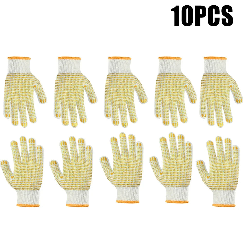 1/5/10 Pairs Labor Insurance Gloves Protective Work Gloves Home Wear-resistant Gardening Glove Tool Anti-slip Glue Dot Glove