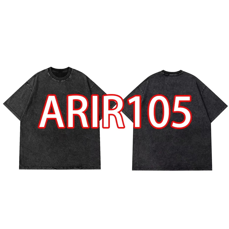 Anime Pain Printed T Shirt Men Retro Washed 100% Cotton Tops Tees Harajuku Tshirt Streetwear Hip Hop Male T-shirts 765
