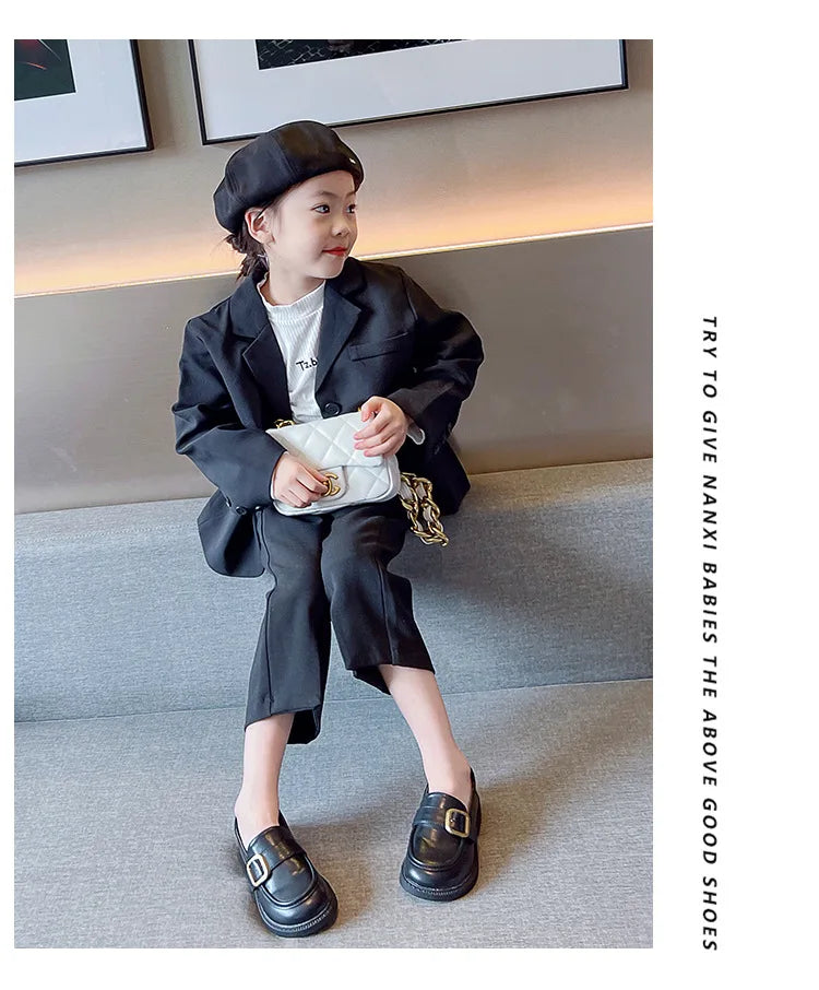 British Style Retro Girls Shoes Spring Autumn Princess Leather Shoes Children Black Soft Dance Loafers for 3-12 Ages Kids Shoes