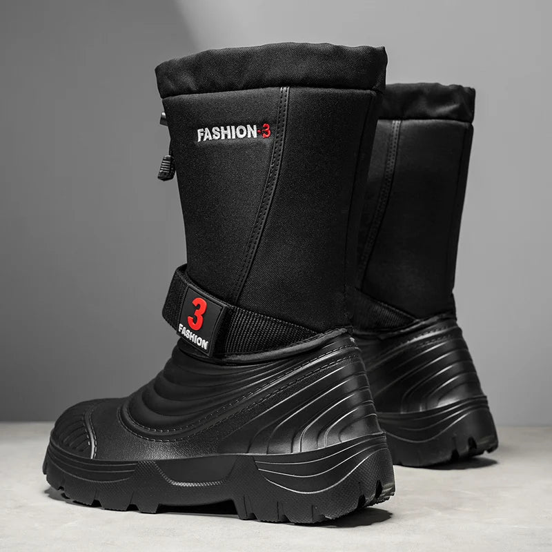 Men's New Snow Boots for Autumn and Winter, Fleece-Lined and Thickened, Cold-Proof, Outdoor Warm, Waterproof, Anti-Skiing, Hiking