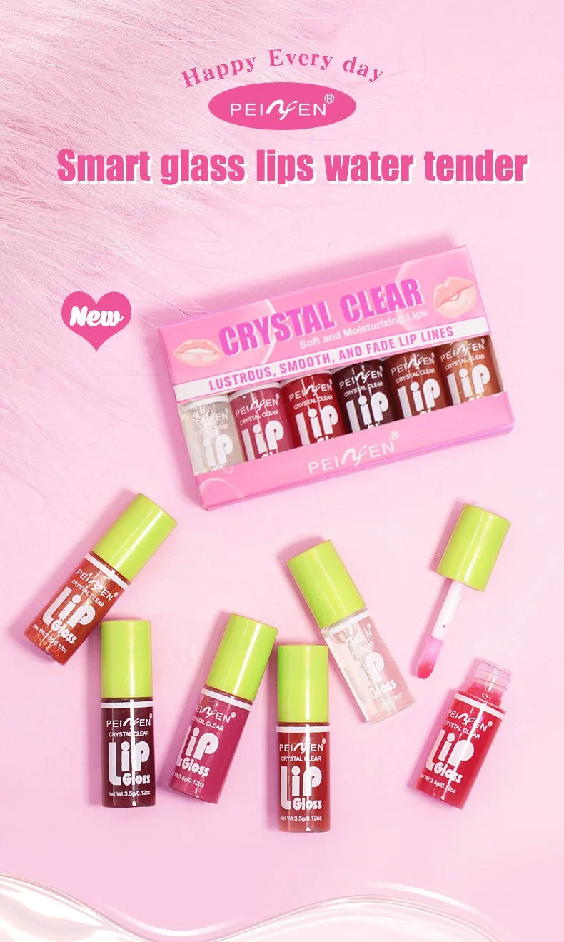 6PCS Moisturizing Lip Gloss Transparent Lip Oil Hydrating Lip Glaze Lip Plumper Hydrating Make Up Liquid Lipstick Lips Cosmetics