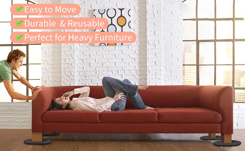 8PCS Heavy Duty Furniture Movers Reusable Large Furniture Sliders Bed Sofa Table Desk Moving Pads for Carpet and Hardwood Floor