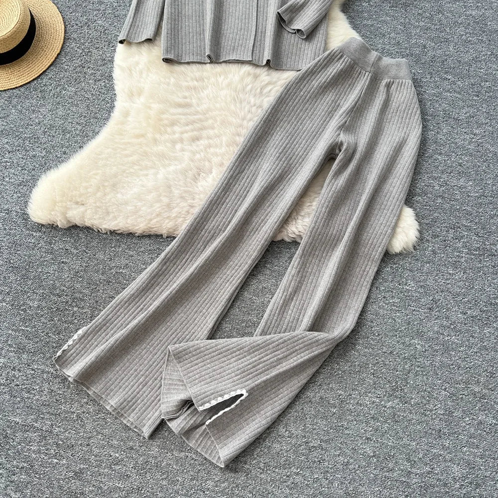 Pants Set Women Two Piece Sets Hooded Matching Sets Sweatshirts Long Pants High Waist Knitted Splice Y2k Casual Jogger 2025