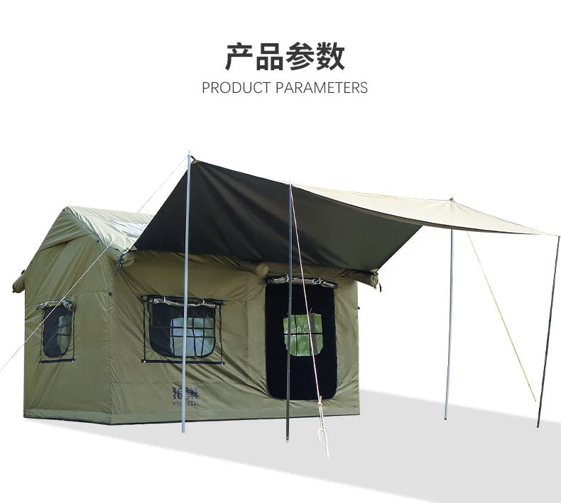 Outdoor Roof House InfIatable Camping Tent For 5-8 Person With Canopy Oxford Cloth