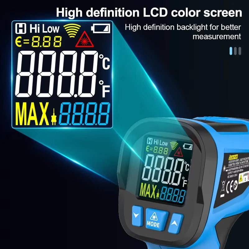 Infrared Thermometer 600~800°C Kitchen Digital Laser Temperature Meter Non-contact Pyrometer Food BBQ Heat meter Thermal imager
