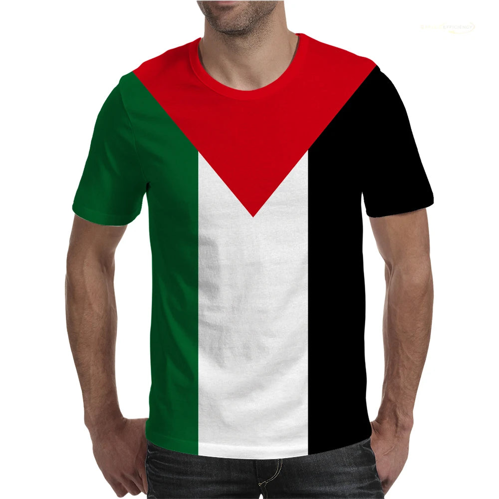 Palestinian Flag T Shirt Summer Sports Football Jersey Men's Graphic Short Sleeved T-shirts Palestine National Day Gift Tees