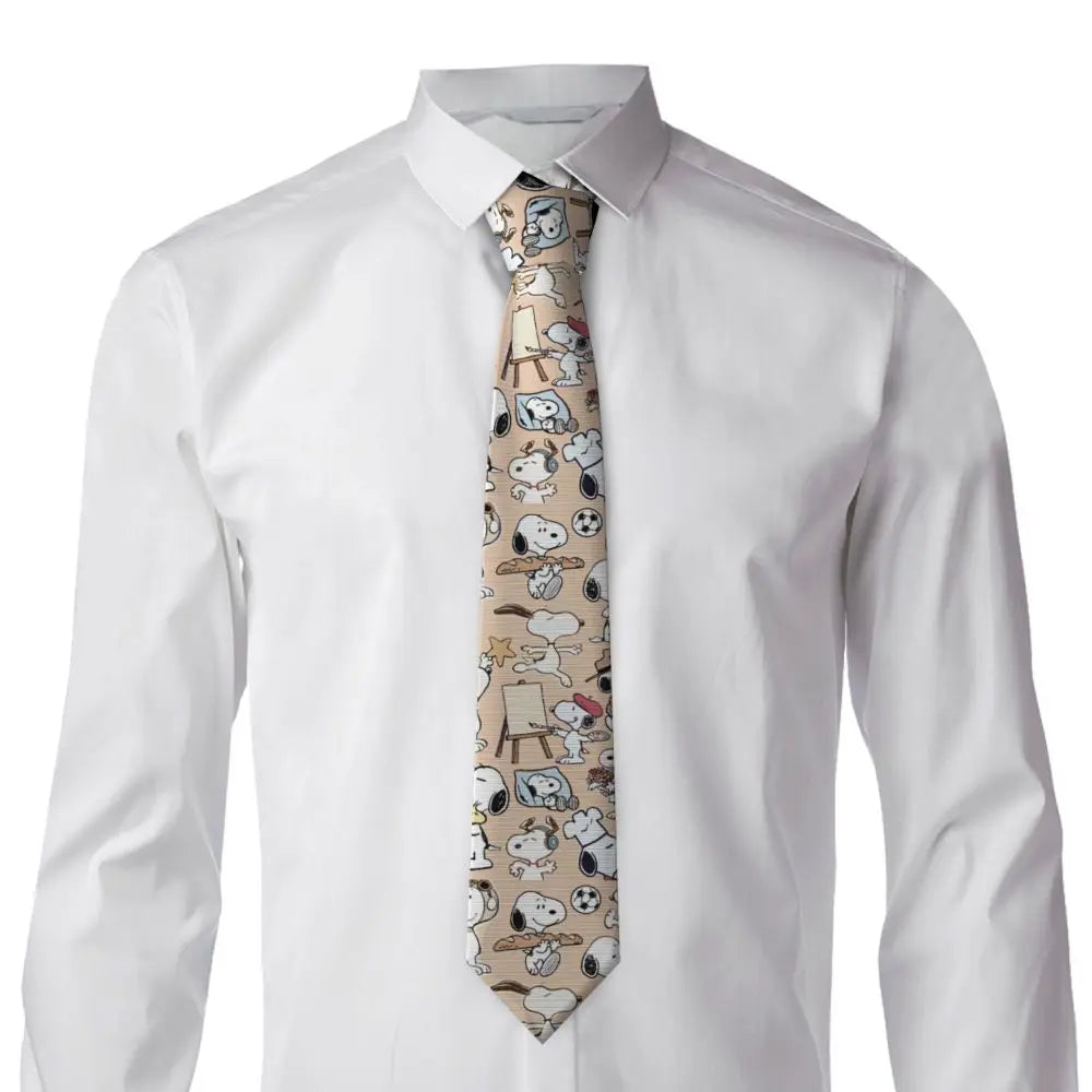 Snoopys & Woodstock Smile Giggle Laugh Neckties Silk 8 cm Neck Tie for Mens Shirt Accessories Cravat Wedding Accessories Office